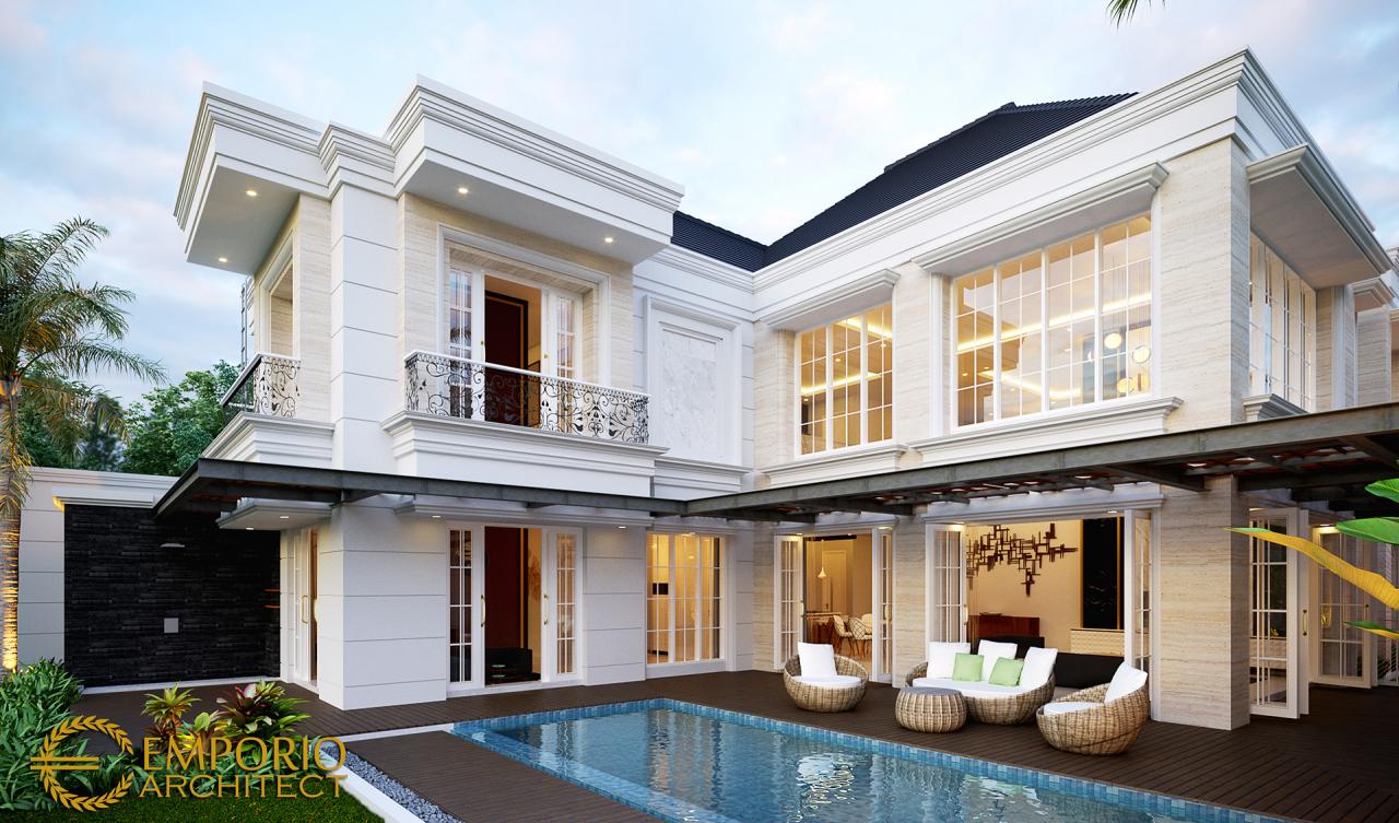 Desain Tampak Belakang 2 Rumah Classic 2 Lantai Bapak Hartono di Kalimantan Utara 4