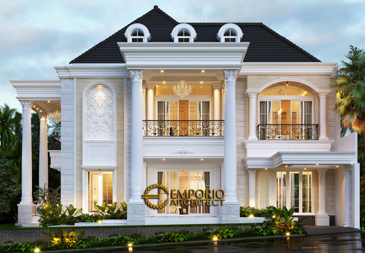 Desain Tampak Samping Tanpa Pagar Rumah Classic 2 Lantai Ibu Lita di Cibubur, Jakarta Timur 6