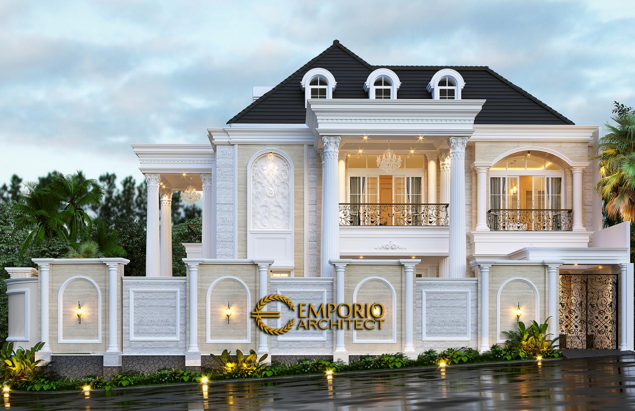 Desain Tampak Samping Dengan Pagar Rumah Classic 2 Lantai Ibu Lita di Cibubur, Jakarta Timur 7