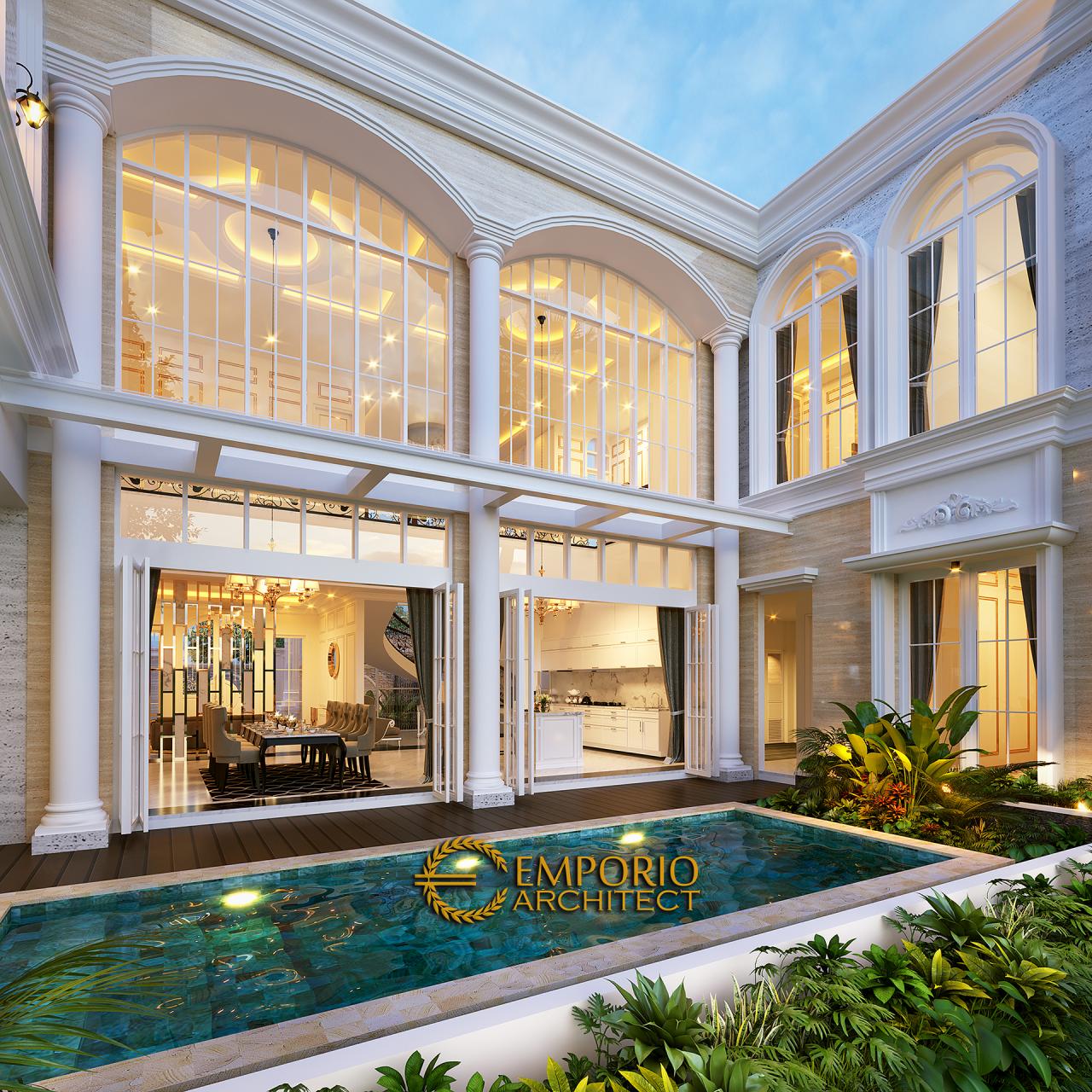 Desain Tampak Belakang 2 Rumah Classic 2 Lantai Ibu Lita di Cibubur, Jakarta Timur 9