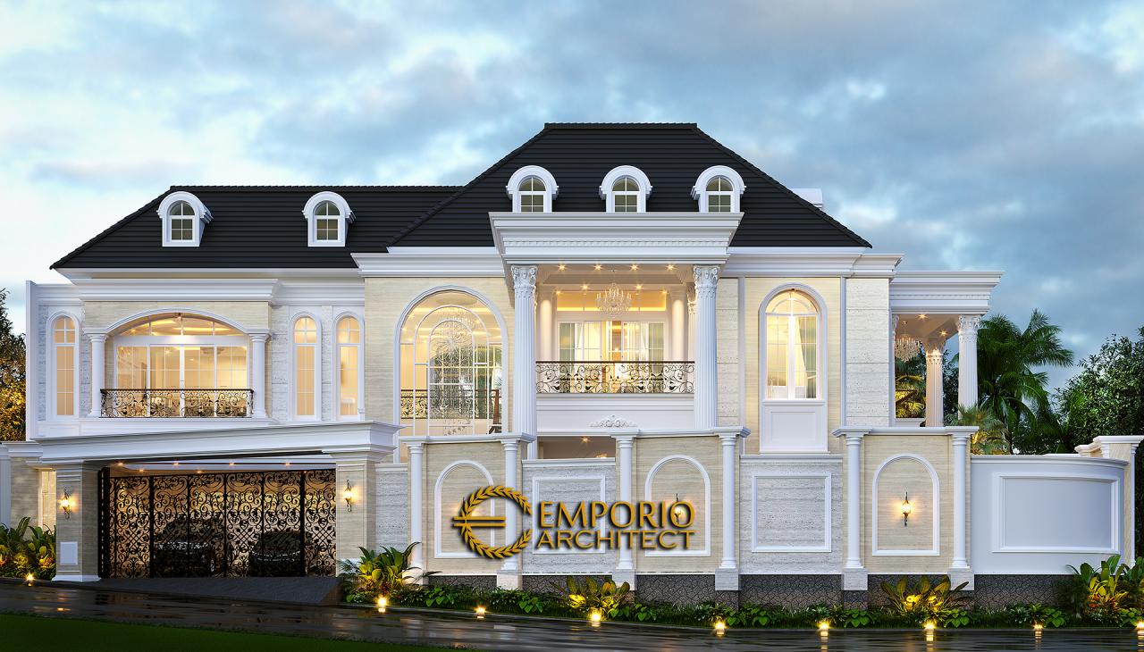 Desain Tampak Depan Dengan Pagar Rumah Classic 2 Lantai Ibu Lita di Cibubur, Jakarta Timur 4