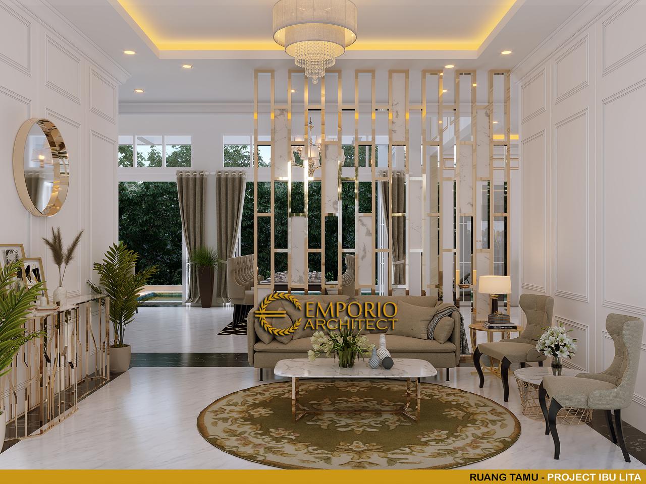 Desain Ruang Tamu Rumah Classic 2 Lantai Ibu Lita di Cibubur, Jakarta Timur 11