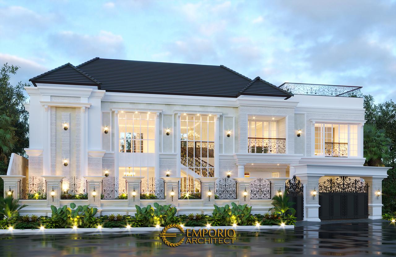 Desain Tampak Depan Dengan Pagar Rumah Classic 2 Lantai Bapak Anto di Bandung, Jawa Barat 2