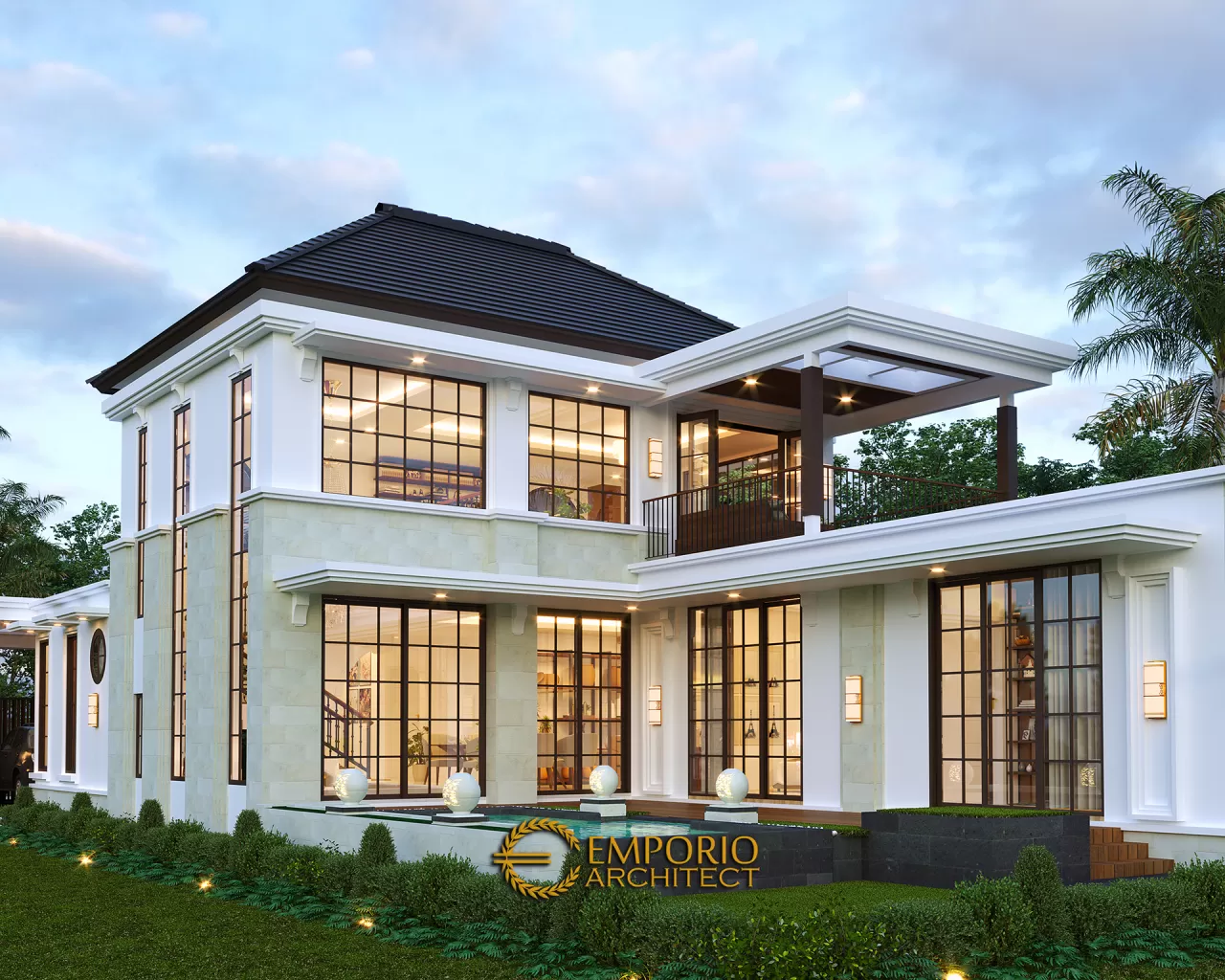 Desain Tampak Samping 2 Rumah Classic 2 Lantai Ibu Joanne di Yogyakarta 14099