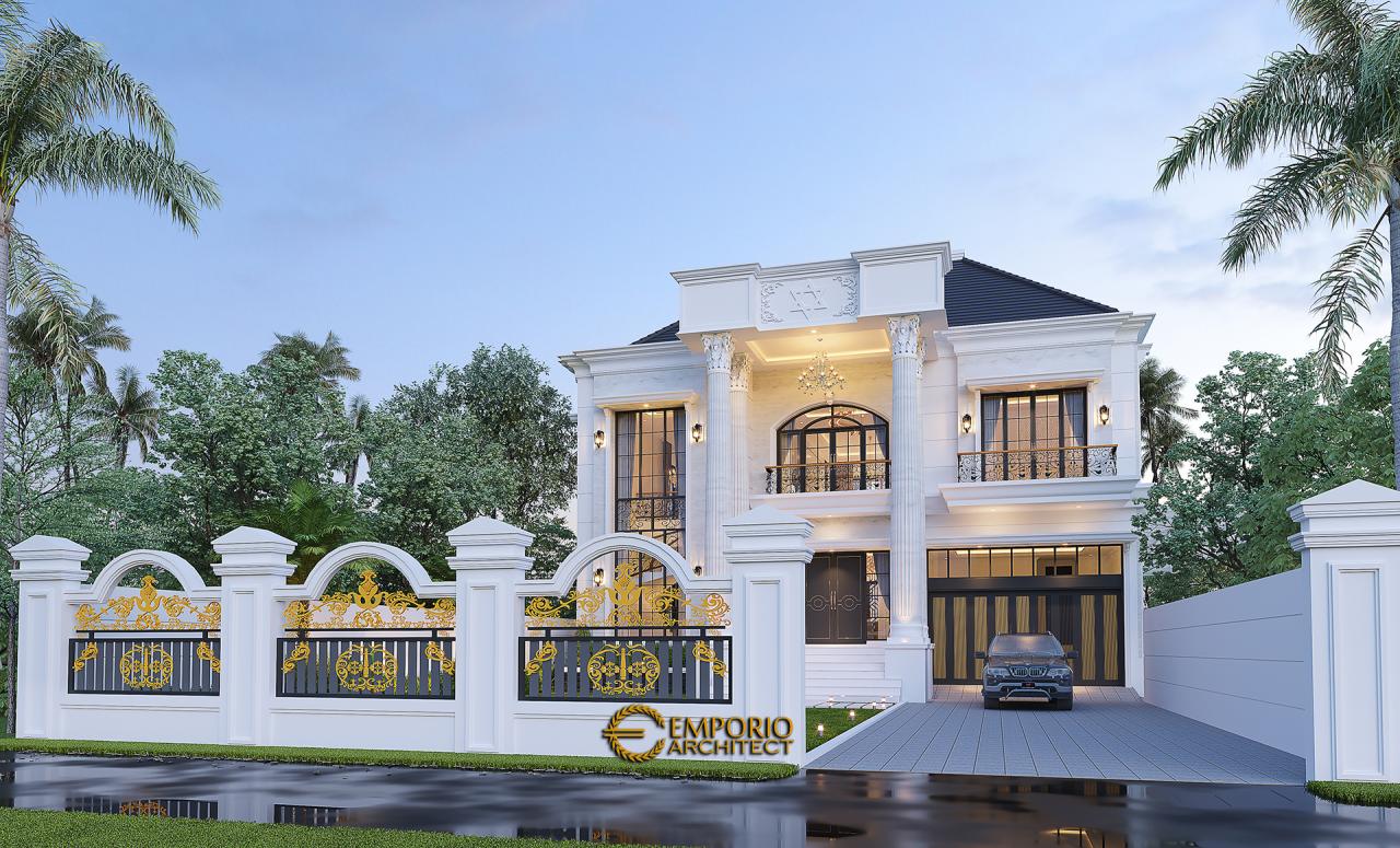 Desain Tampak Depan Dengan Pagar Rumah Classic 2 Lantai Ibu Rehuel di Papua 3
