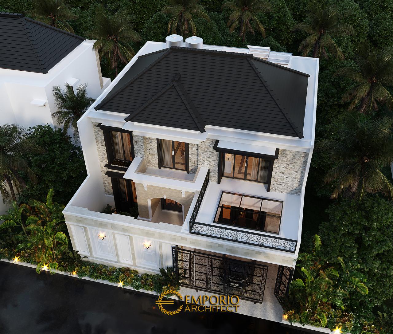Desain Master Plan Tampak Depan Rumah Classic 2 Lantai Bapak Borsin di Tangerang, Banten 3