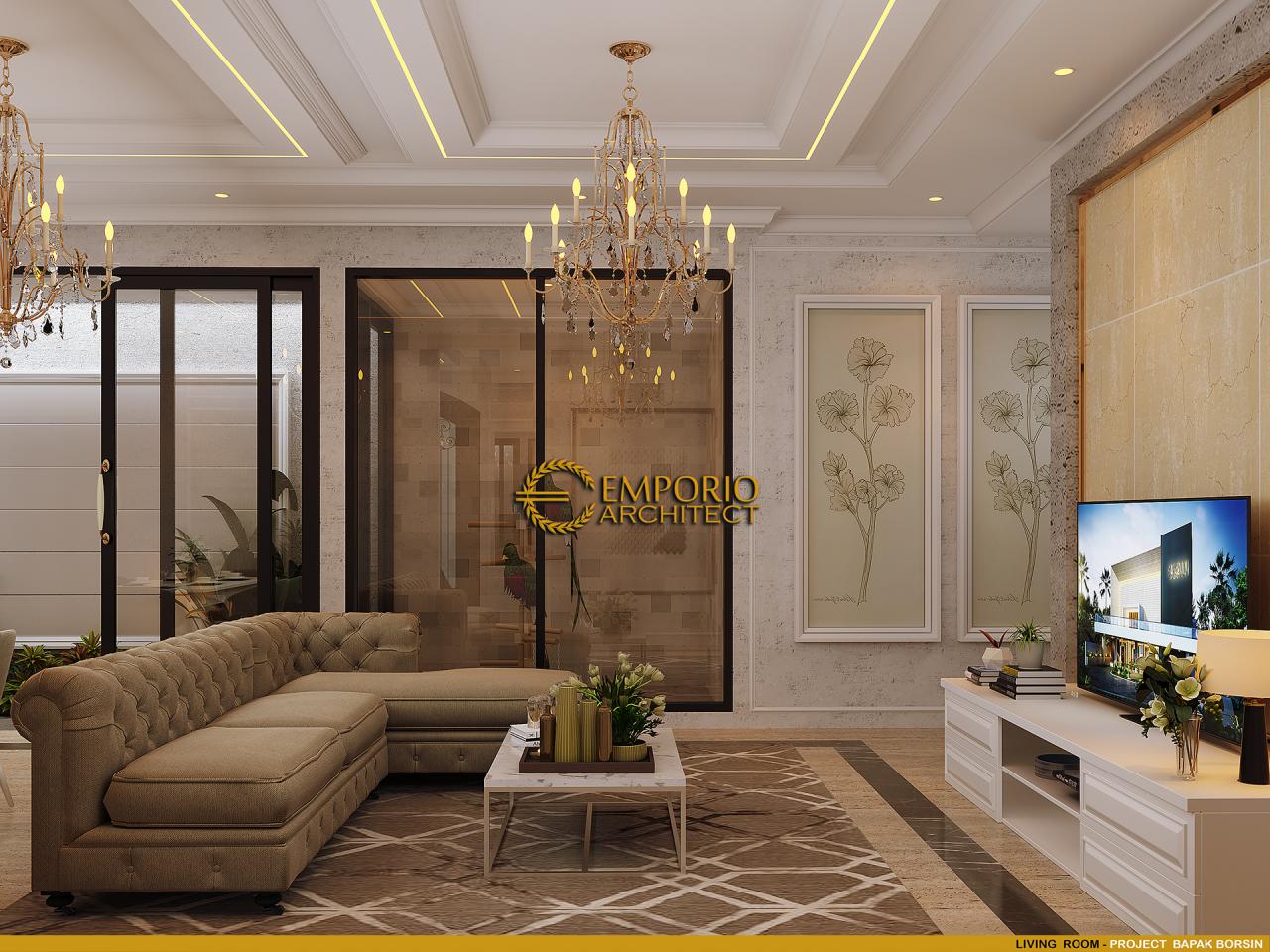 Desain Ruang Keluarga Rumah Classic 2 Lantai Bapak Borsin di Tangerang, Banten 6