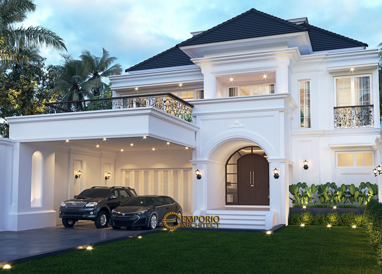 Desain Rumah Classic 2 Lantai Bapak Ridwan di Bandung, Jawa Barat - Tampak Depan Tanpa Pagar 1