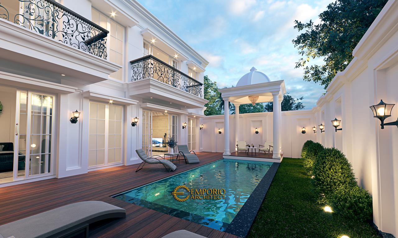Desain Tampak Detail Belakang 2 Rumah Classic 2 Lantai Bapak Ridwan di Bandung, Jawa Barat 7