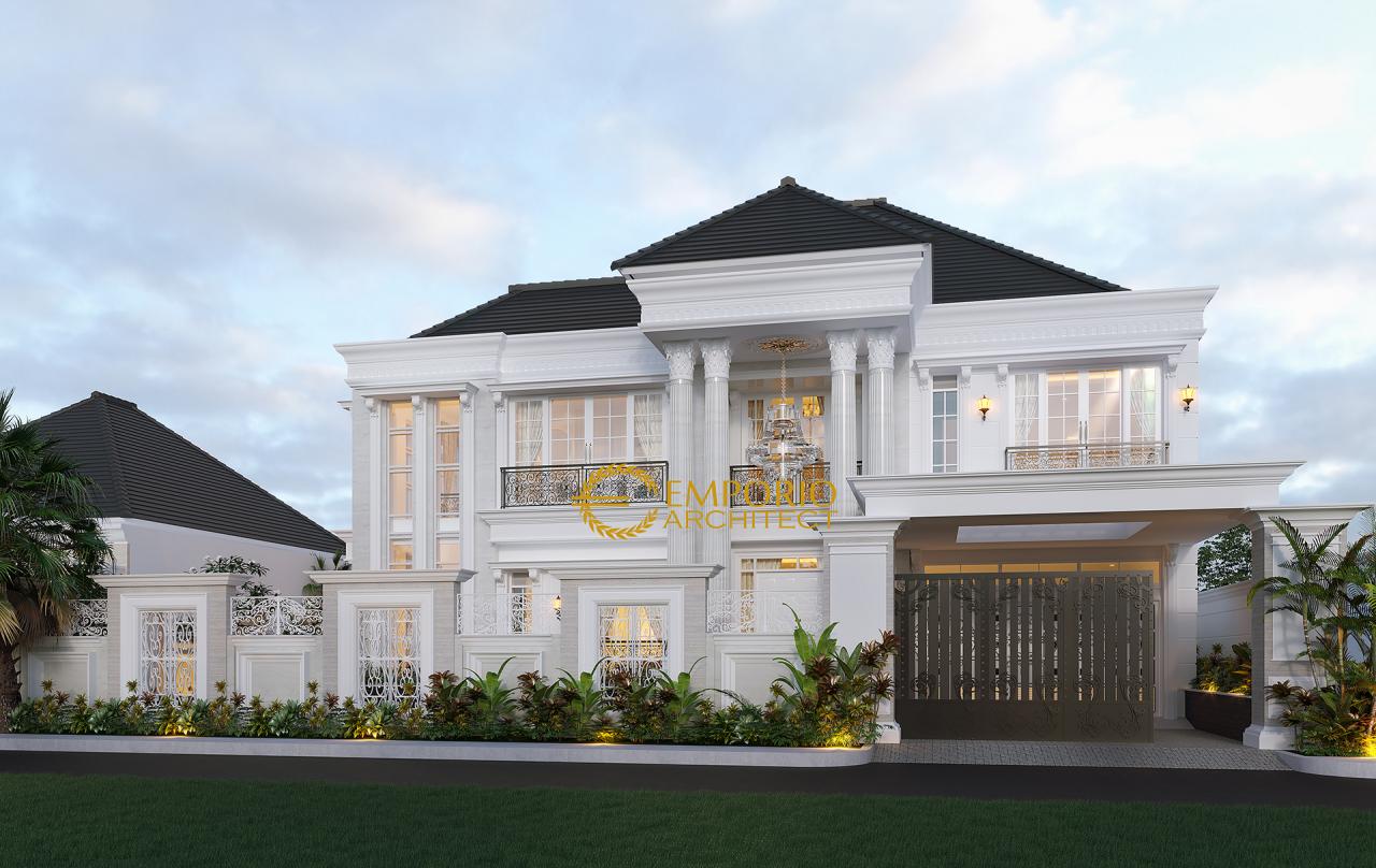Desain Tampak Depan Dengan Pagar Rumah Classic 2 Lantai Bapak Boy di Kalimantan Barat 2