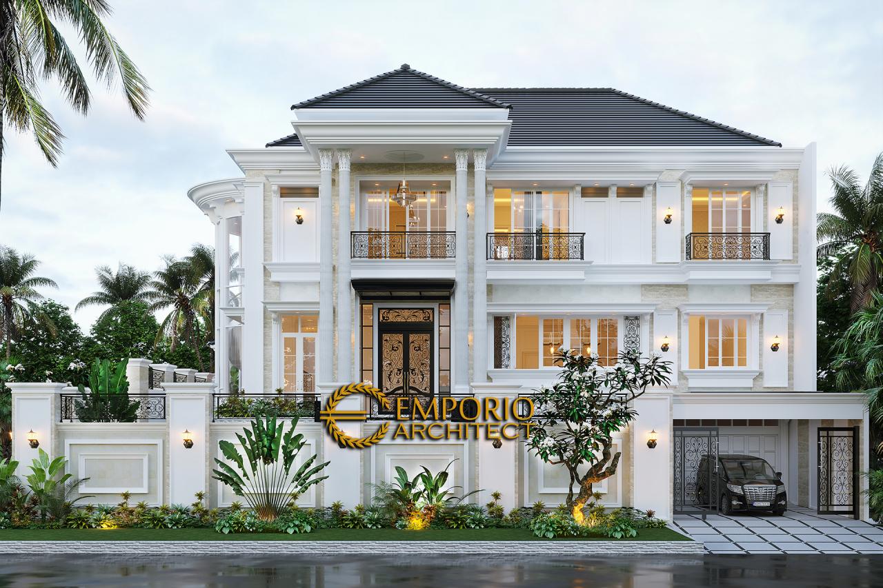 Desain Tampak Depan Rumah Classic 2.5 Lantai Ibu Claudia di Tangerang, Banten 1
