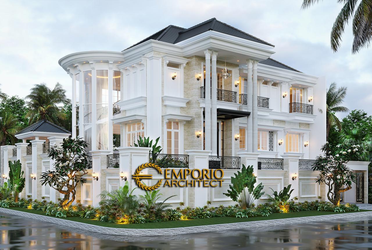 Desain Tampak Samping Rumah Classic 2.5 Lantai Ibu Claudia di Tangerang, Banten 2