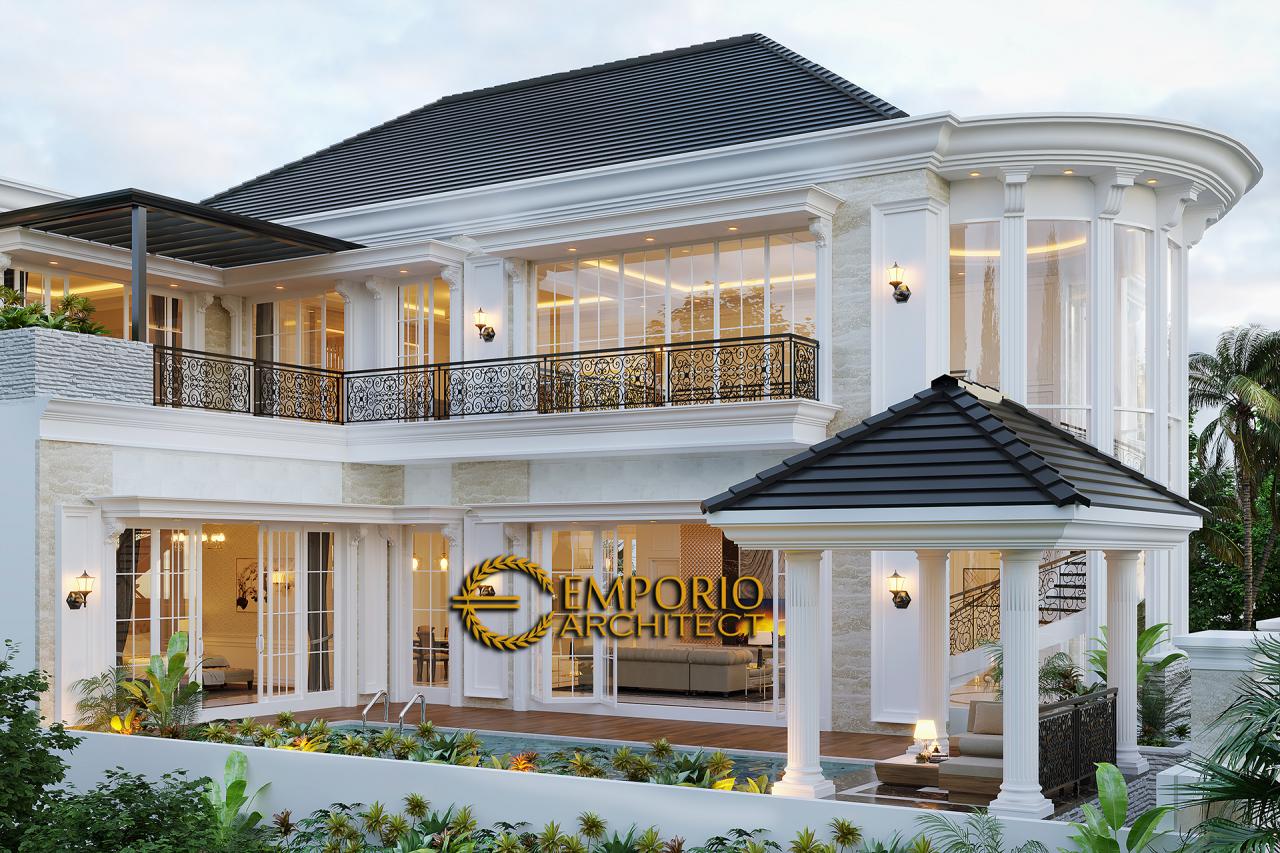 Desain Tampak Belakang Rumah Classic 2.5 Lantai Ibu Claudia di Tangerang, Banten 3