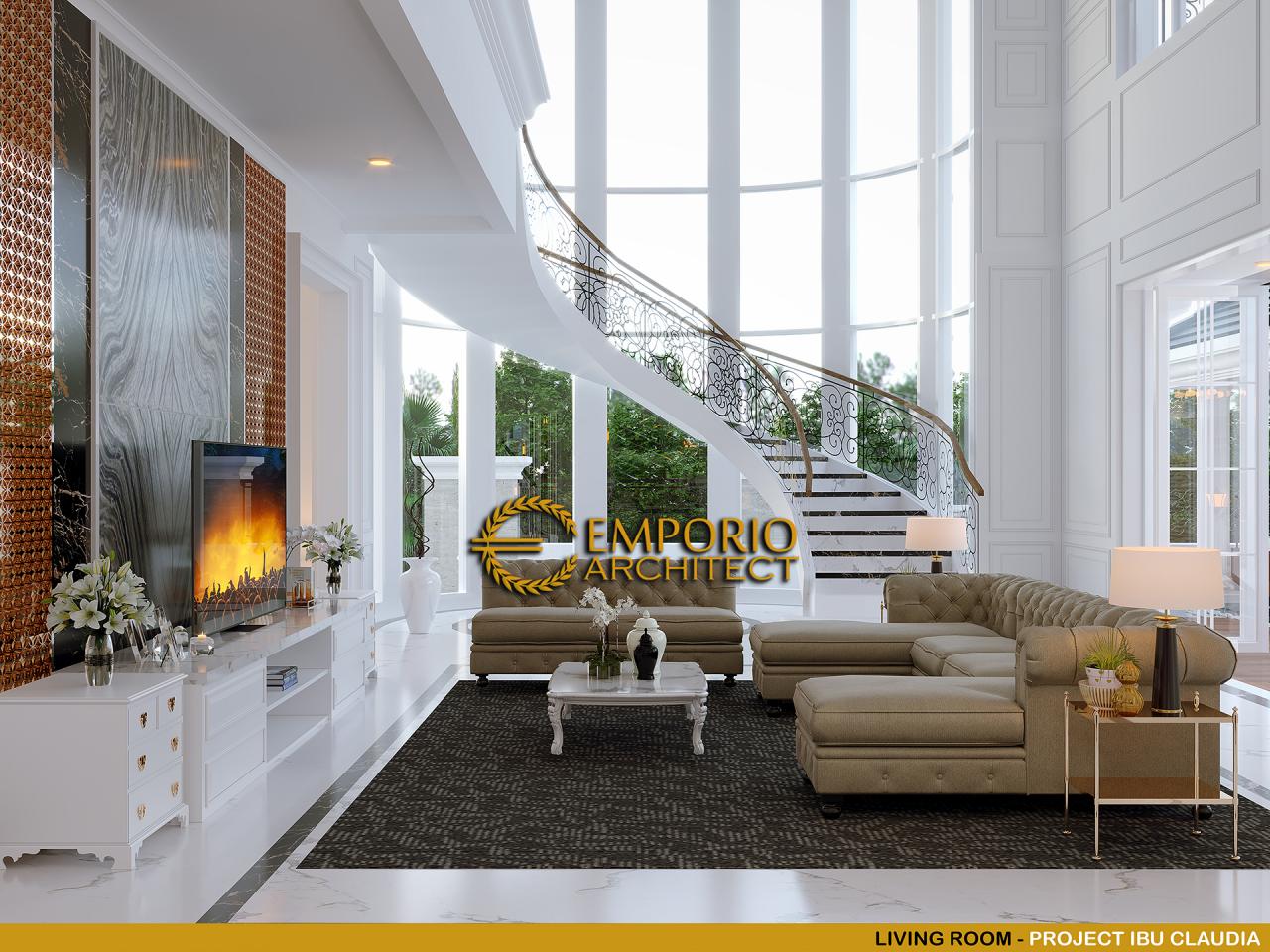 Desain Ruang Keluarga Rumah Classic 2.5 Lantai Ibu Claudia di Tangerang, Banten 7
