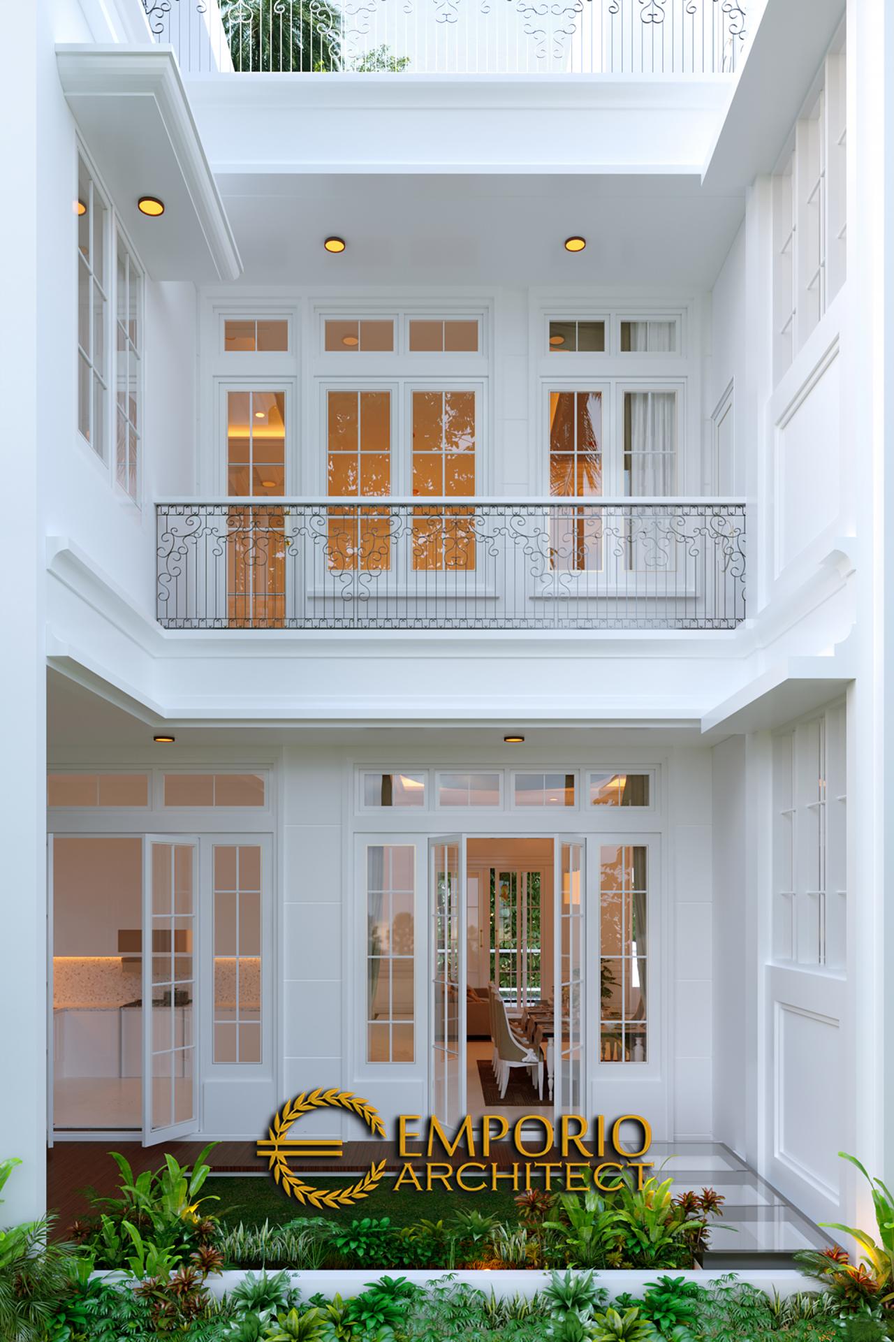 Desain Tampak Belakang Rumah Classic 3 Lantai Ibu Dintan di Jakarta Utara 2