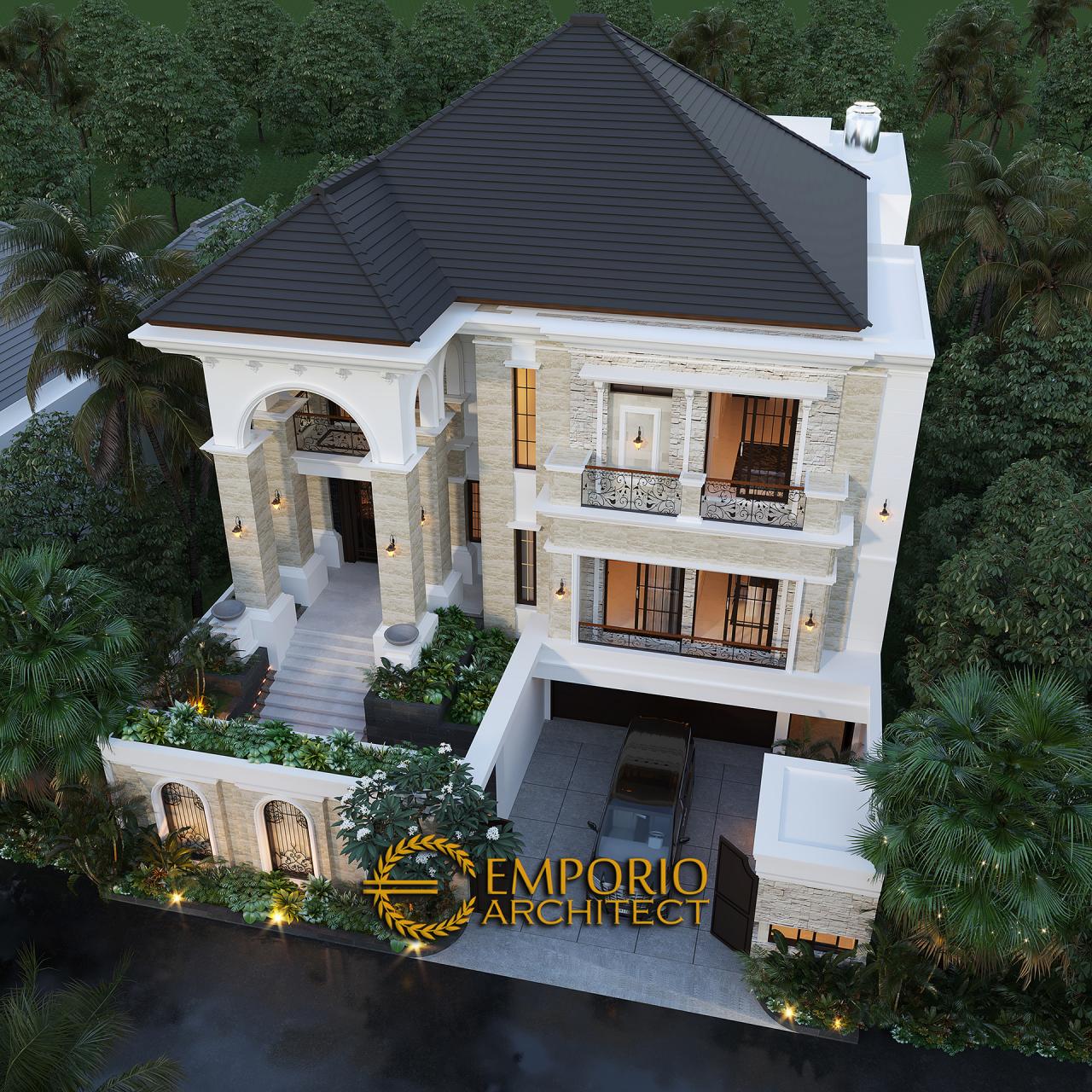Desain Master Plan Tampak Depan Rumah Classic 3 Lantai Bapak Yonathan di Solo (Surakarta), Jawa Tengah 3