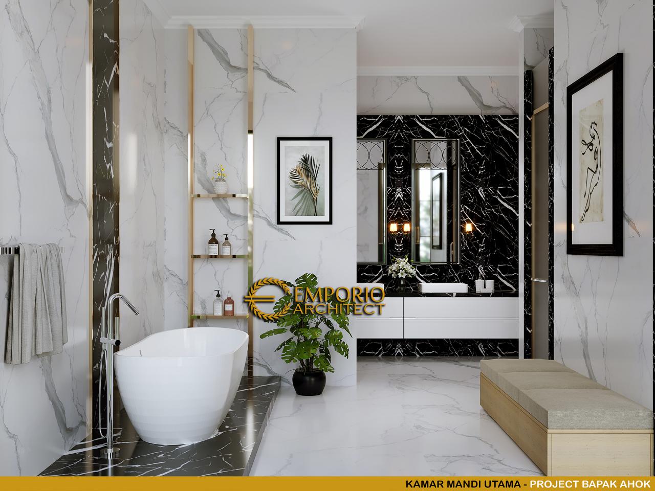 Desain Kamar Mandi Utama Rumah Classic 3 Lantai Bapak Ahok di Jakarta 12