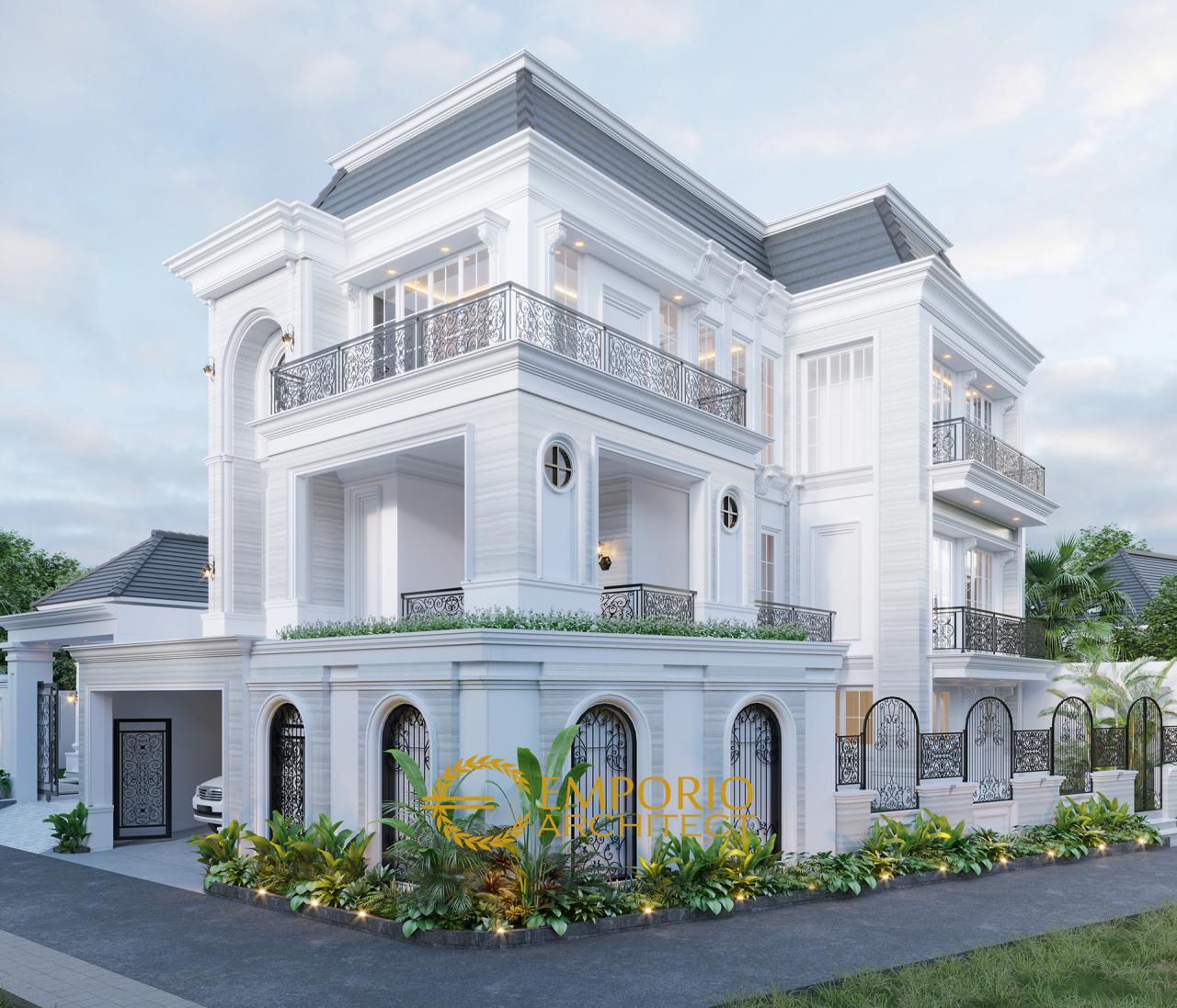 Desain Tampak Samping Rumah Classic 3 Lantai Ibu Christine di Bandung, Jawa Barat 2