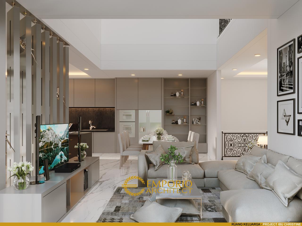 Desain Ruang Keluarga Rumah Classic 3 Lantai Ibu Christine di Bandung, Jawa Barat 4