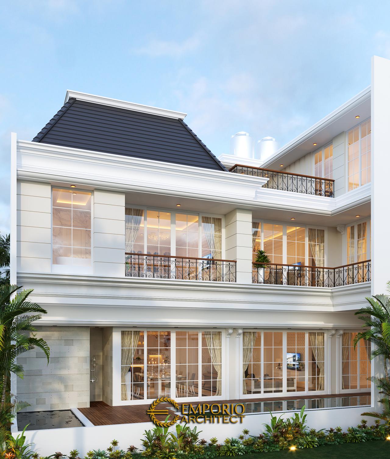 Desain Tampak Belakang Rumah Classic 3.5 Lantai Ibu Wiena di Jakarta Selatan 3
