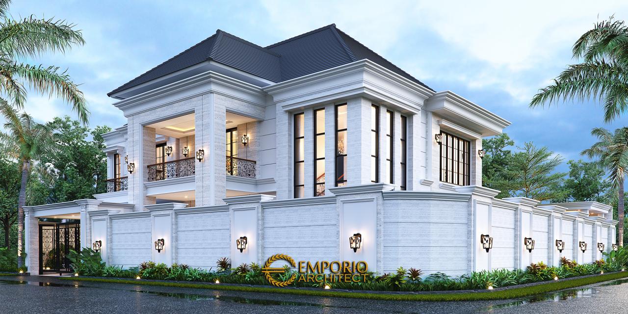 Desain Tampak Hook Dengan Pagar Rumah Classic Modern 2 Lantai Bapak Budi di Surabaya, Jawa Timur 3