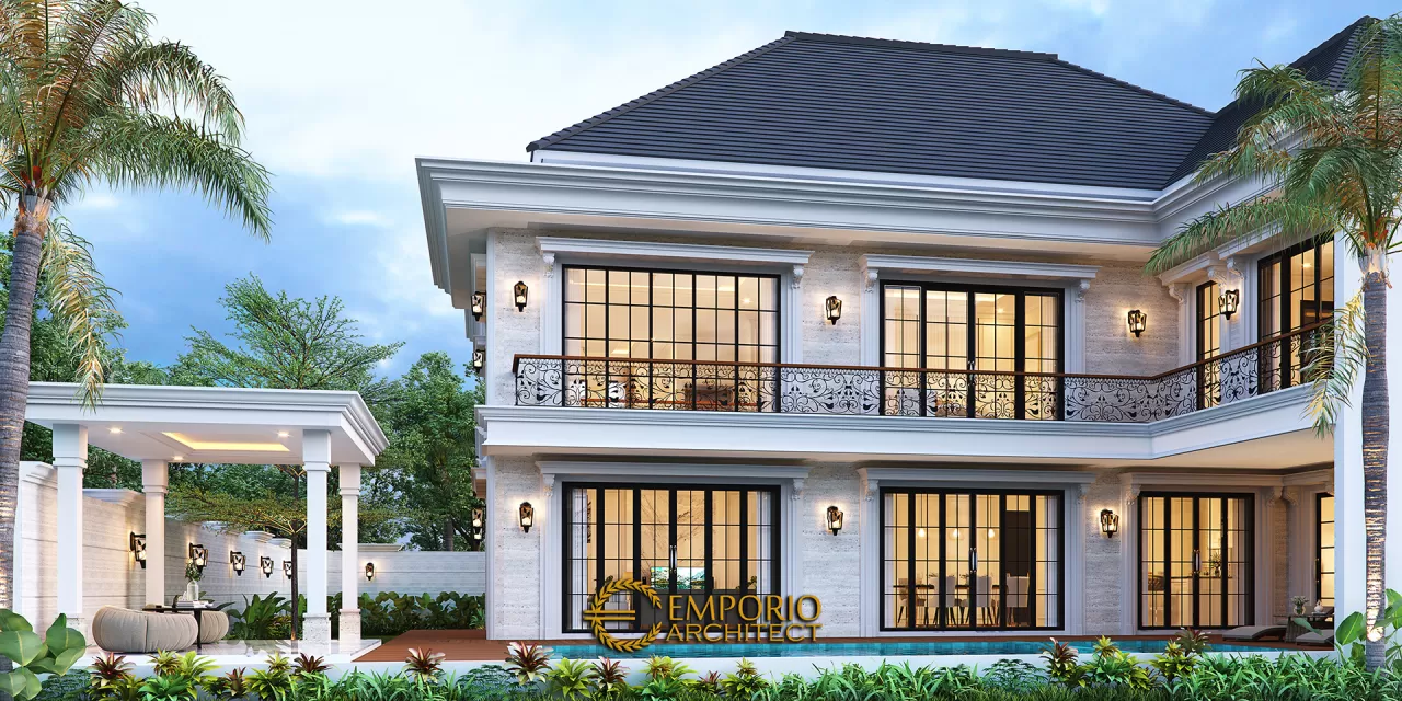 Desain Tampak Belakang Tanpa Pagar Rumah Classic Modern 2 Lantai Bapak Budi di Surabaya, Jawa Timur 14652