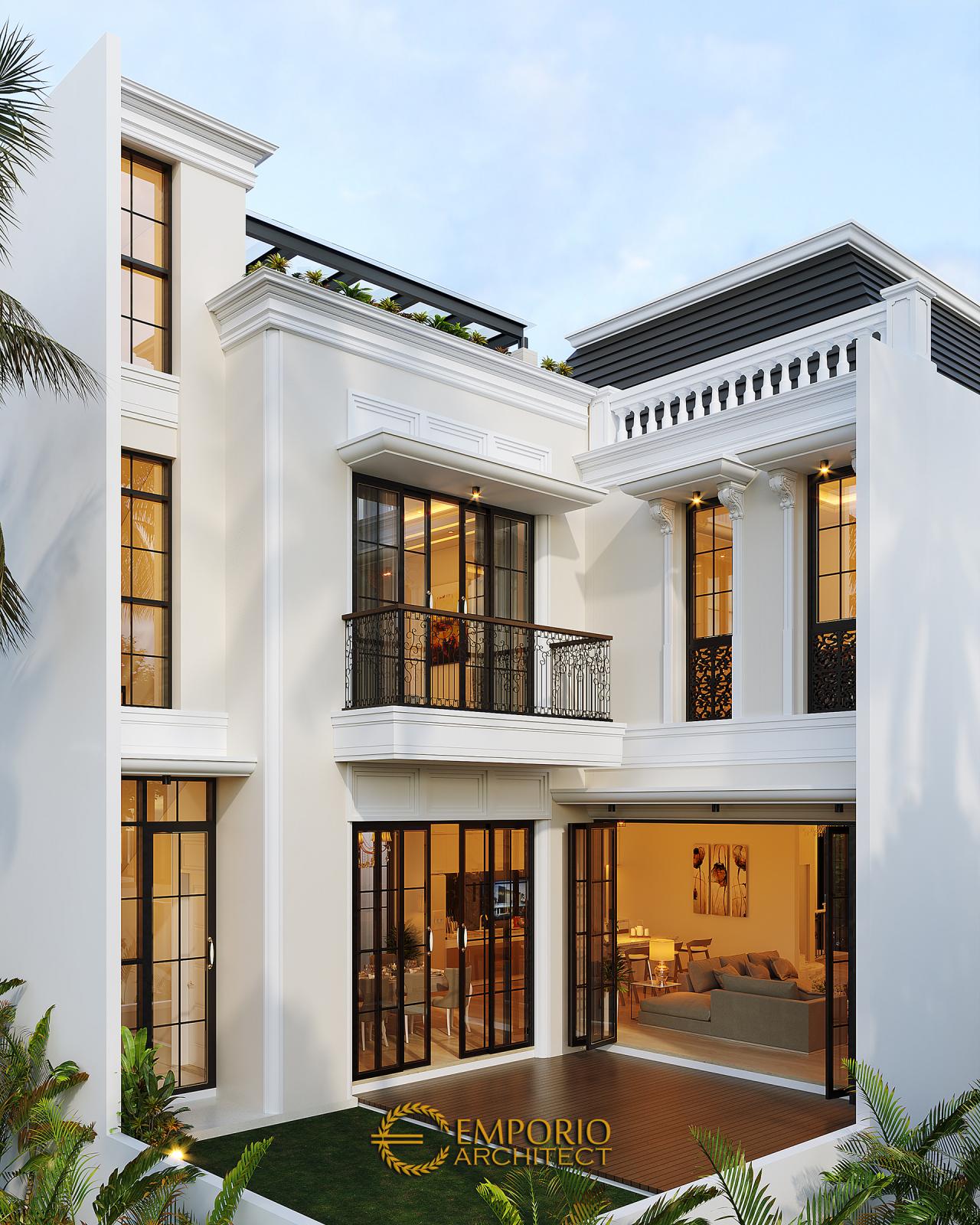 Desain Tampak Belakang Rumah Classic Modern 3.5 Lantai Bapak Ramses di Tangerang Selatan, Banten 4