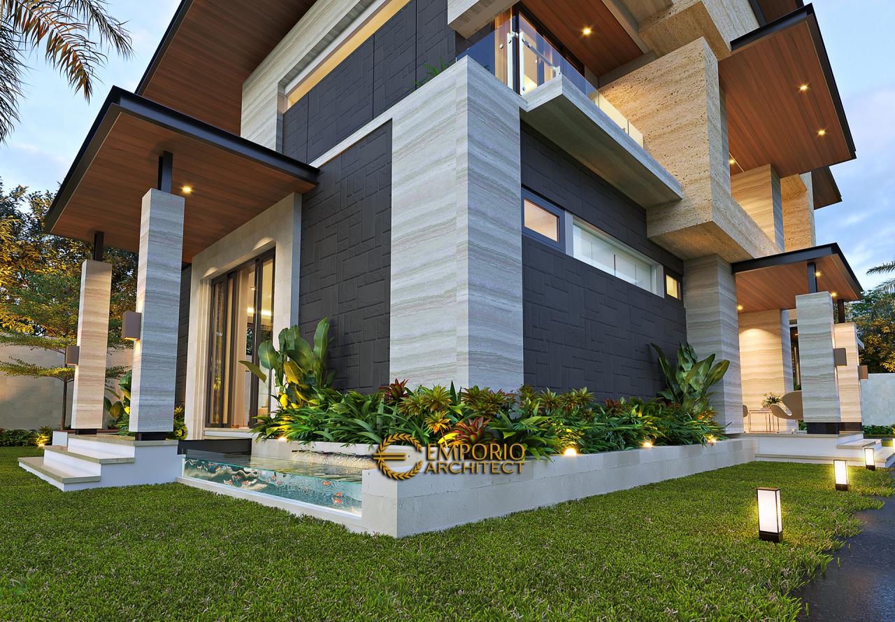 Desain Tampak Detail Depan Rumah Modern 2 Lantai Ibu Niar di Bekasi, Jawa Barat 3