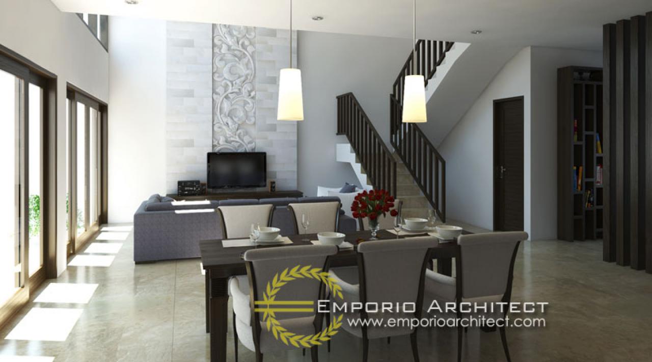 Desain Ruang Makan dan Ruang Keluarga Rumah Villa Bali 2 Lantai Ibu Dina di Jakarta 3