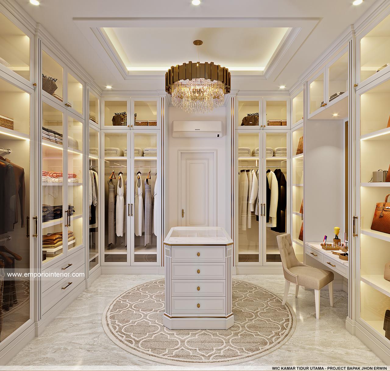 Desain Walk In Closet Kamar Tidur Utama Rumah Klasik 1 Lantai Bapak ...
