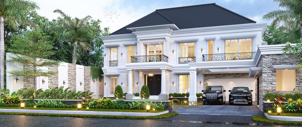 Desain Tampak Depan 2 Rumah Klasik 2 Lantai Bapak Axcel di Palangka Raya, Kalimantan Tengah 2