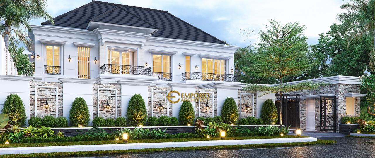 Desain Tampak Depan Dengan Pagar Rumah Klasik 2 Lantai Bapak Axcel di Palangka Raya, Kalimantan Tengah 3