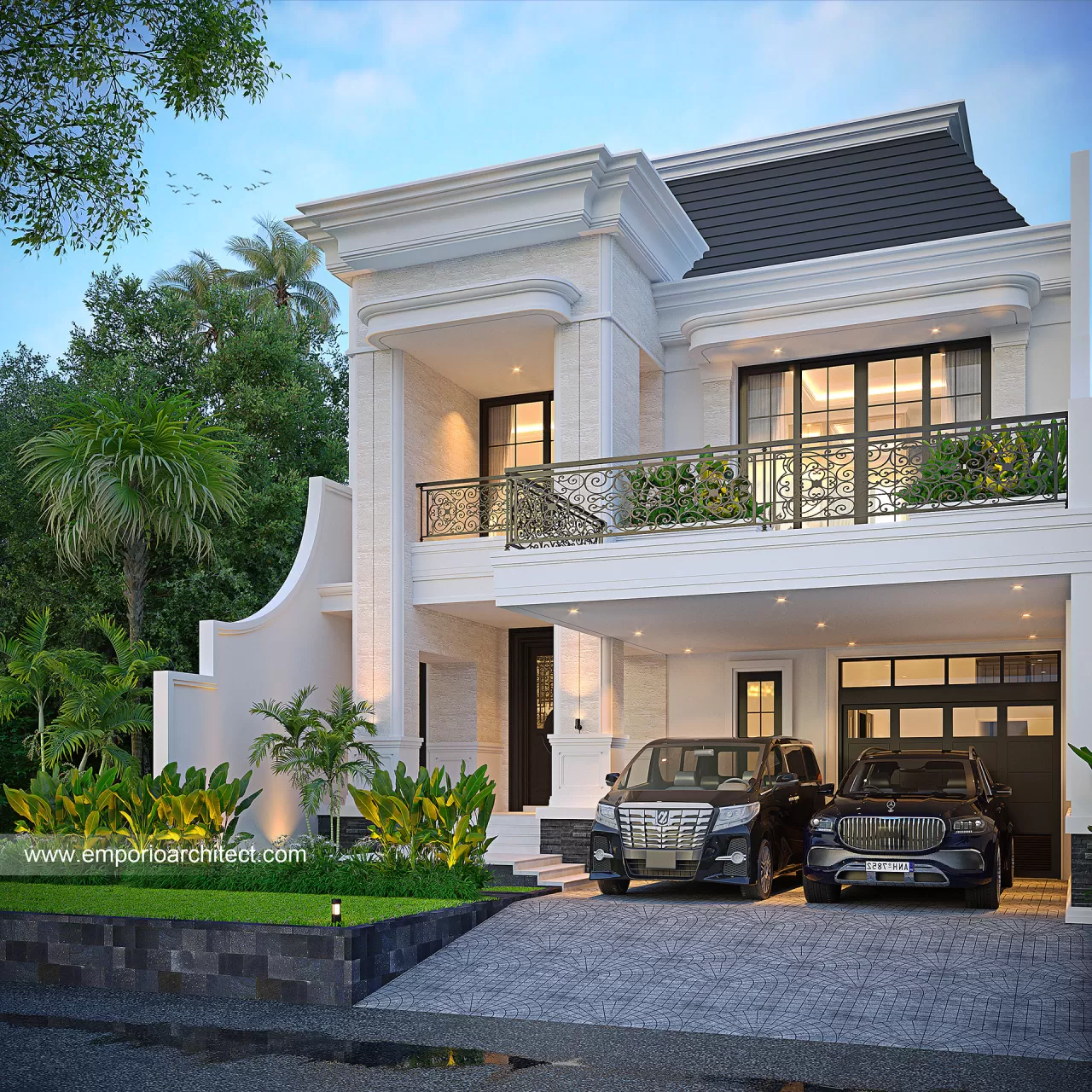 Desain Tampak Depan 3 Rumah Klasik 2 Lantai Bapak DJR di Bekasi 32640