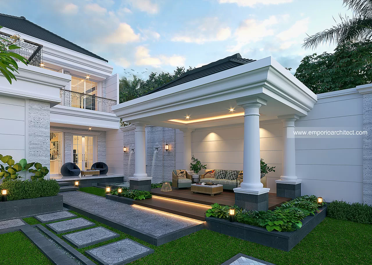 Desain Tampak Detail Belakang Rumah Klasik 2 Lantai Ibu ELL di Jombang, Jawa Timur 28491