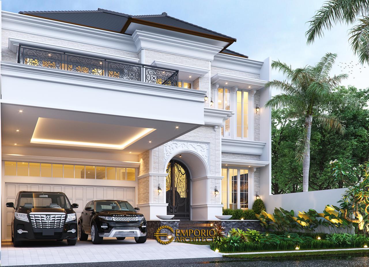 Desain Tampak Depan 2 Rumah Klasik 2 Lantai Bapak Mitchel di Bogor, Jawa Barat 2