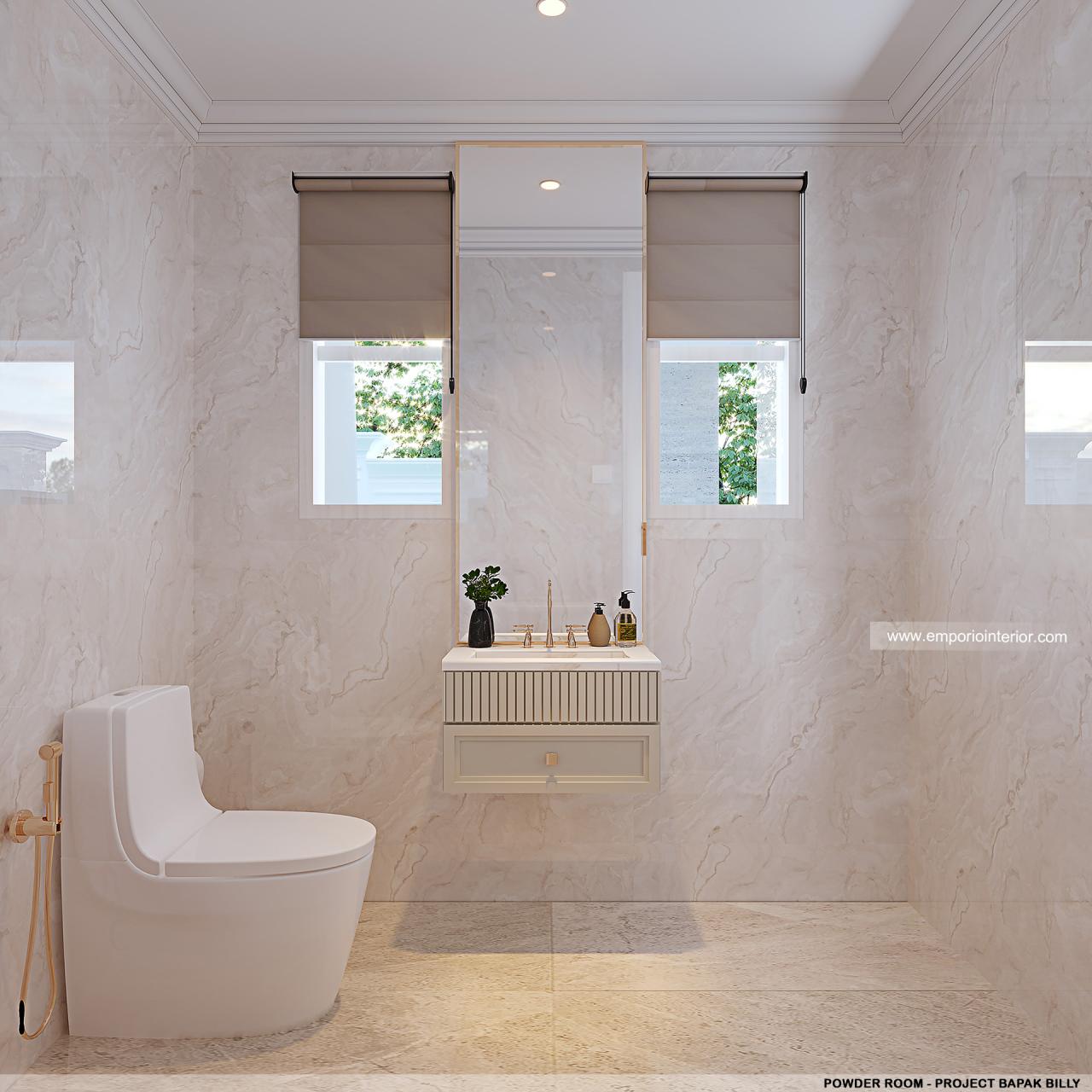 Desain Toilet Tamu Rumah Klasik 2 Lantai Bapak Billy di Manado