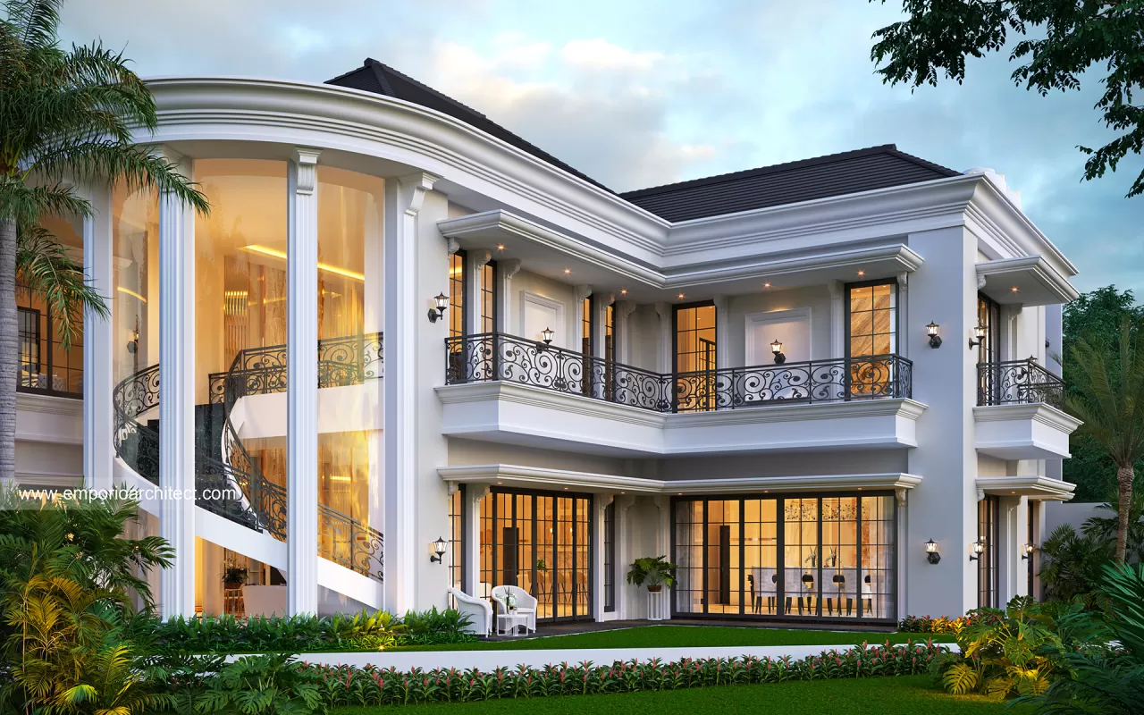 Desain Tampak Belakang Rumah Klasik 2 Lantai Bapak AR di Batam 26825
