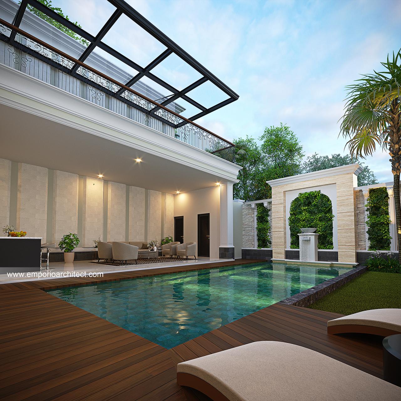 Desain Tampak Detail Belakang Rumah Klasik 2 Lantai Ibu ANN di Cinere