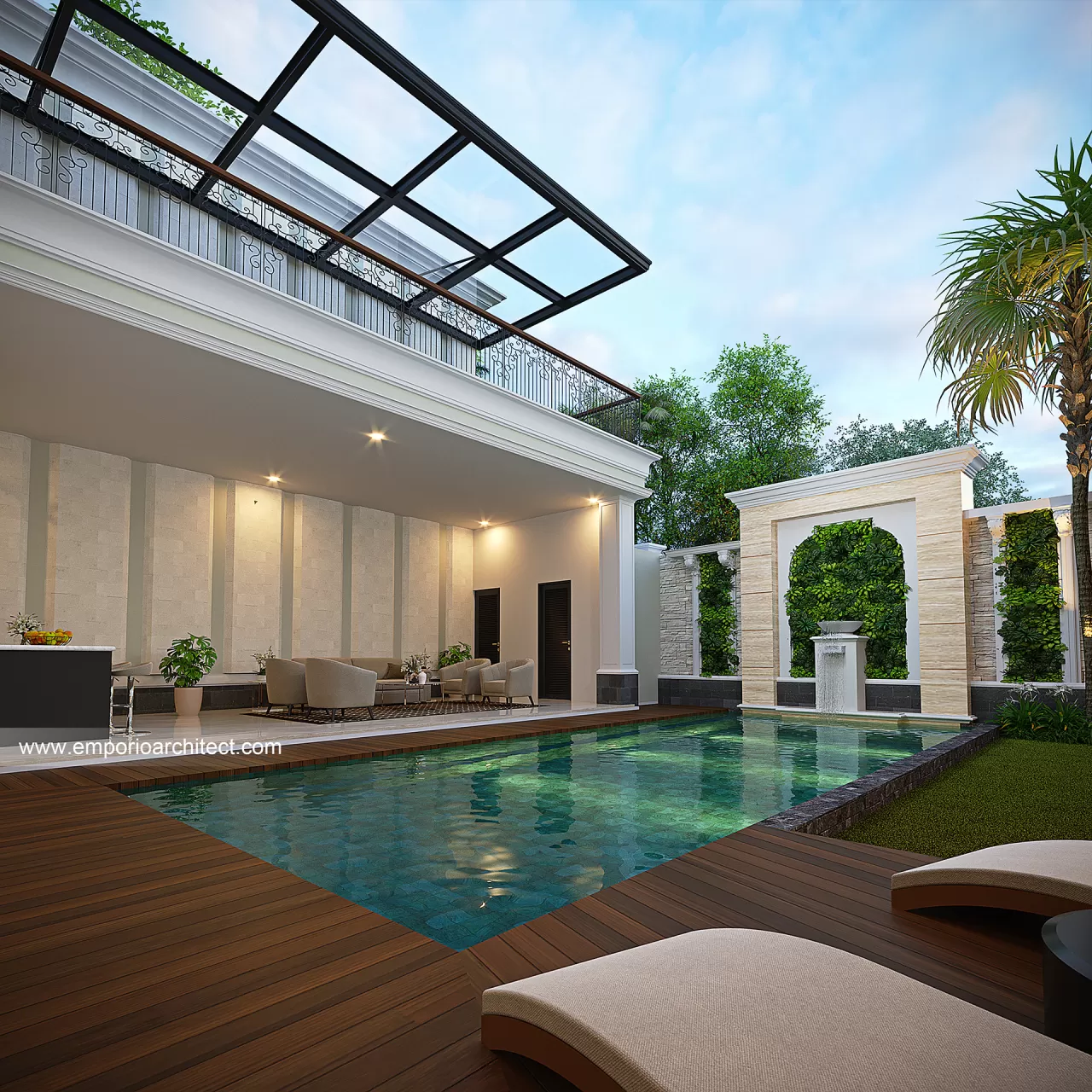 Desain Tampak Detail Belakang Rumah Klasik 2 Lantai Ibu ANN di Cinere, Depok 30118