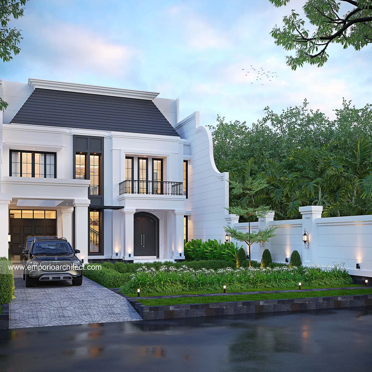 Desain Tampak Depan 2 Rumah Klasik 2 Lantai Ibu NSY di Jakarta 38999