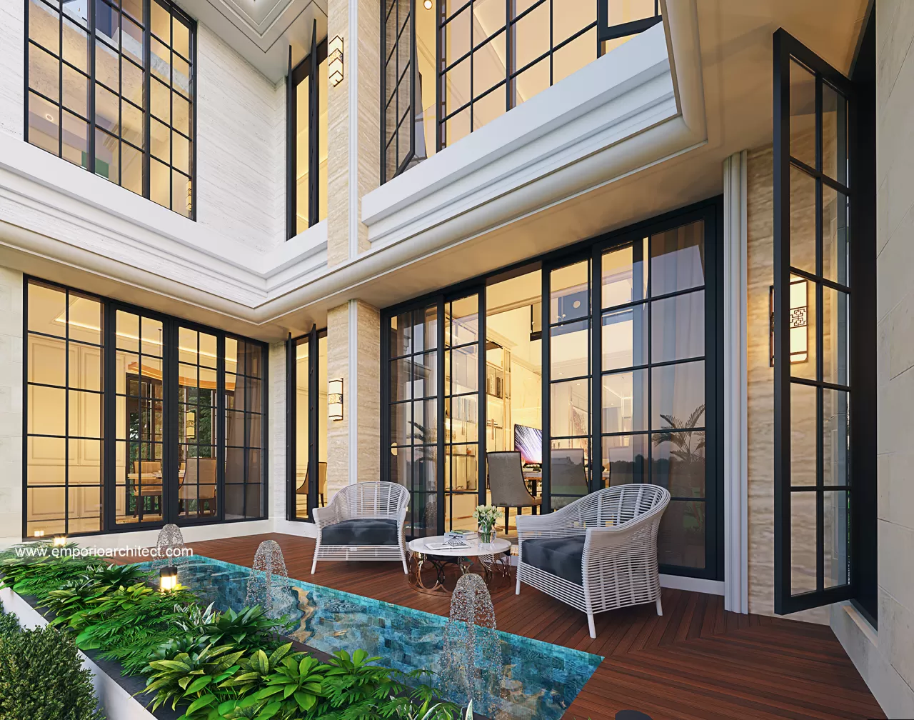 Desain Tampak Detail Belakang Rumah Klasik 2 Lantai Bapak SRM di Palembang 26925