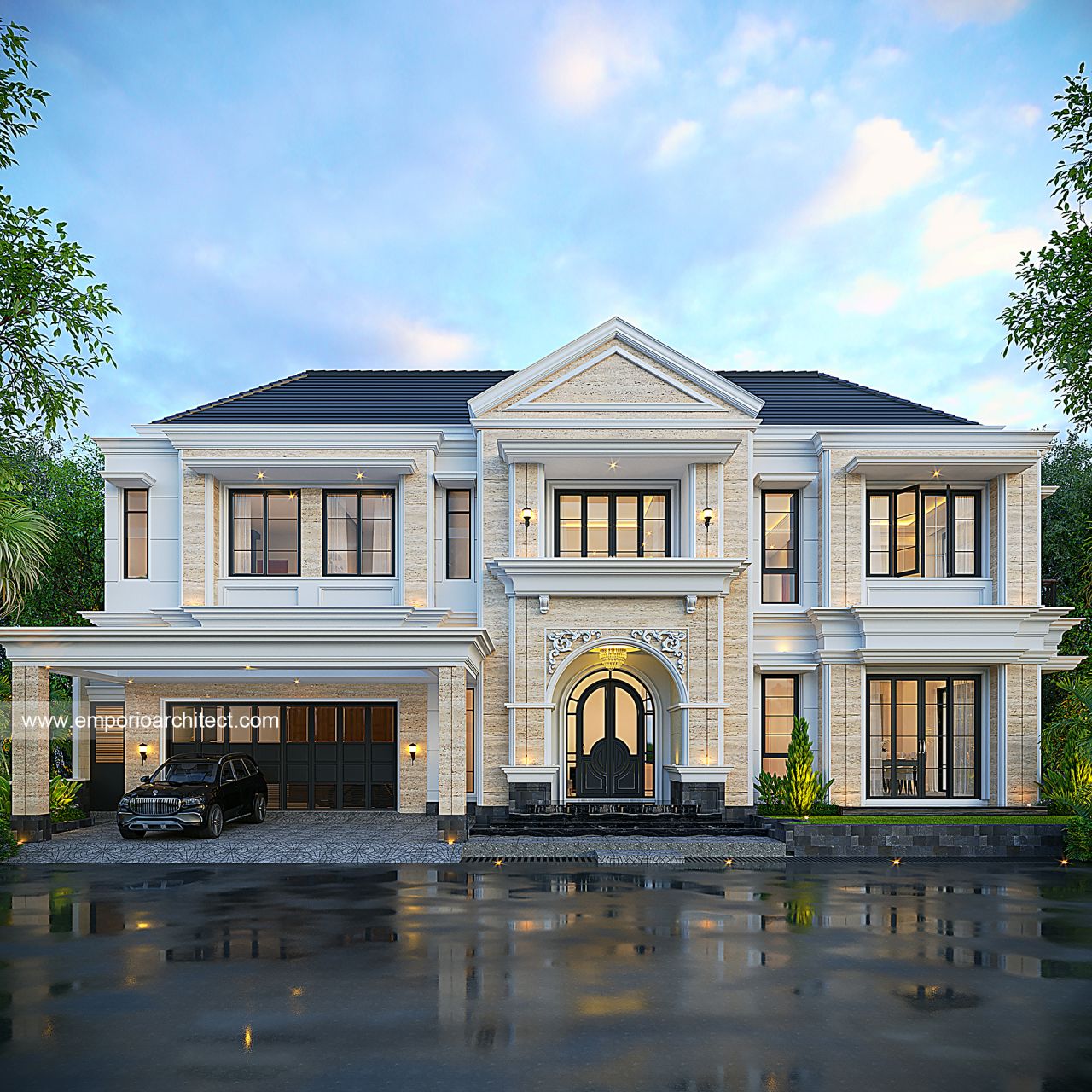 Desain Rumah Klasik 2 Lantai Bapak VRD dan Ibu AS 1738 di Ciracas