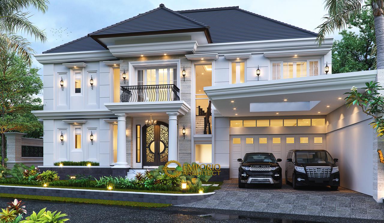 Desain Tampak Depan Rumah Klasik 2 Lantai Bapak Mohammad di Surabaya 2