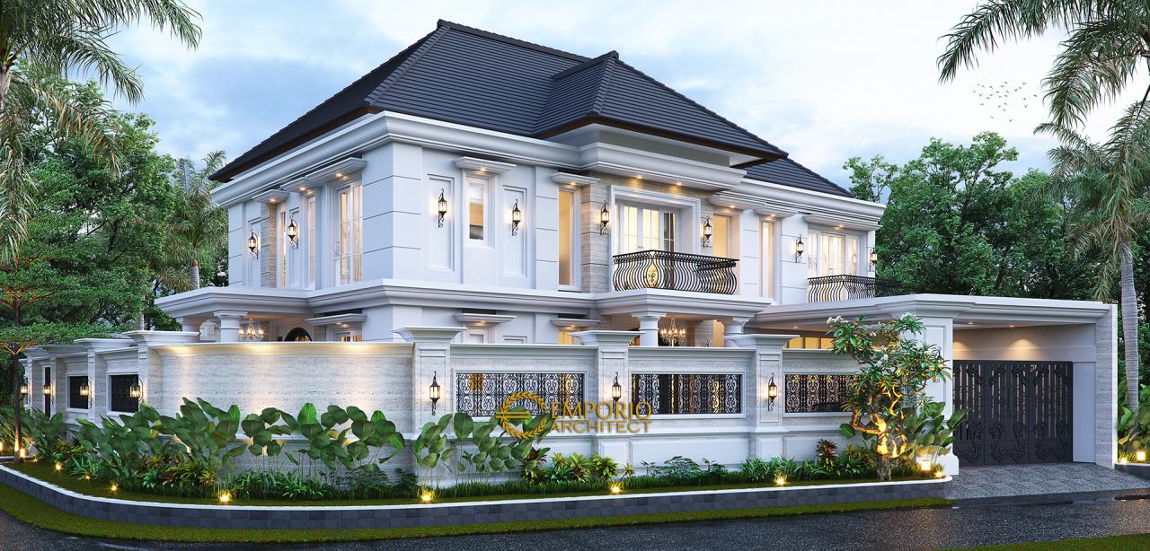 Desain Tampak Hook Dengan Pagar Rumah Klasik 2 Lantai Bapak Mohammad di Surabaya 3