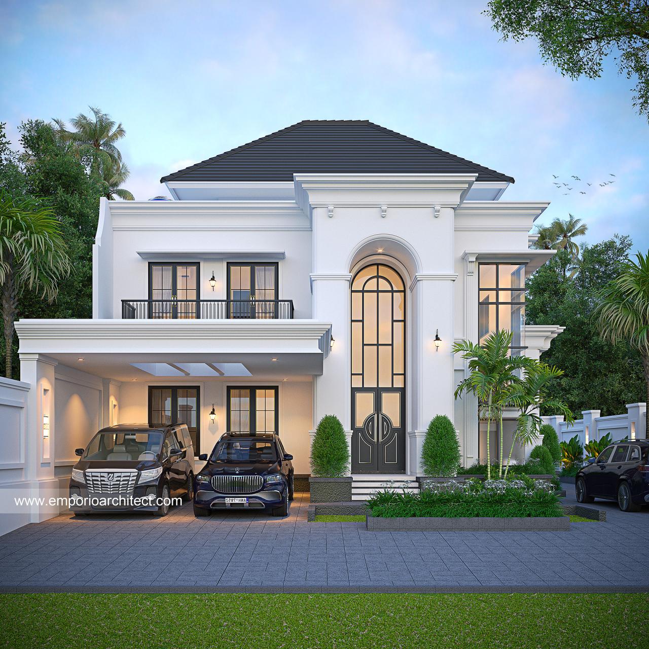 Desain Tampak Depan 3 Rumah Klasik 2 Lantai Bapak RBY di Kediri, Jawa