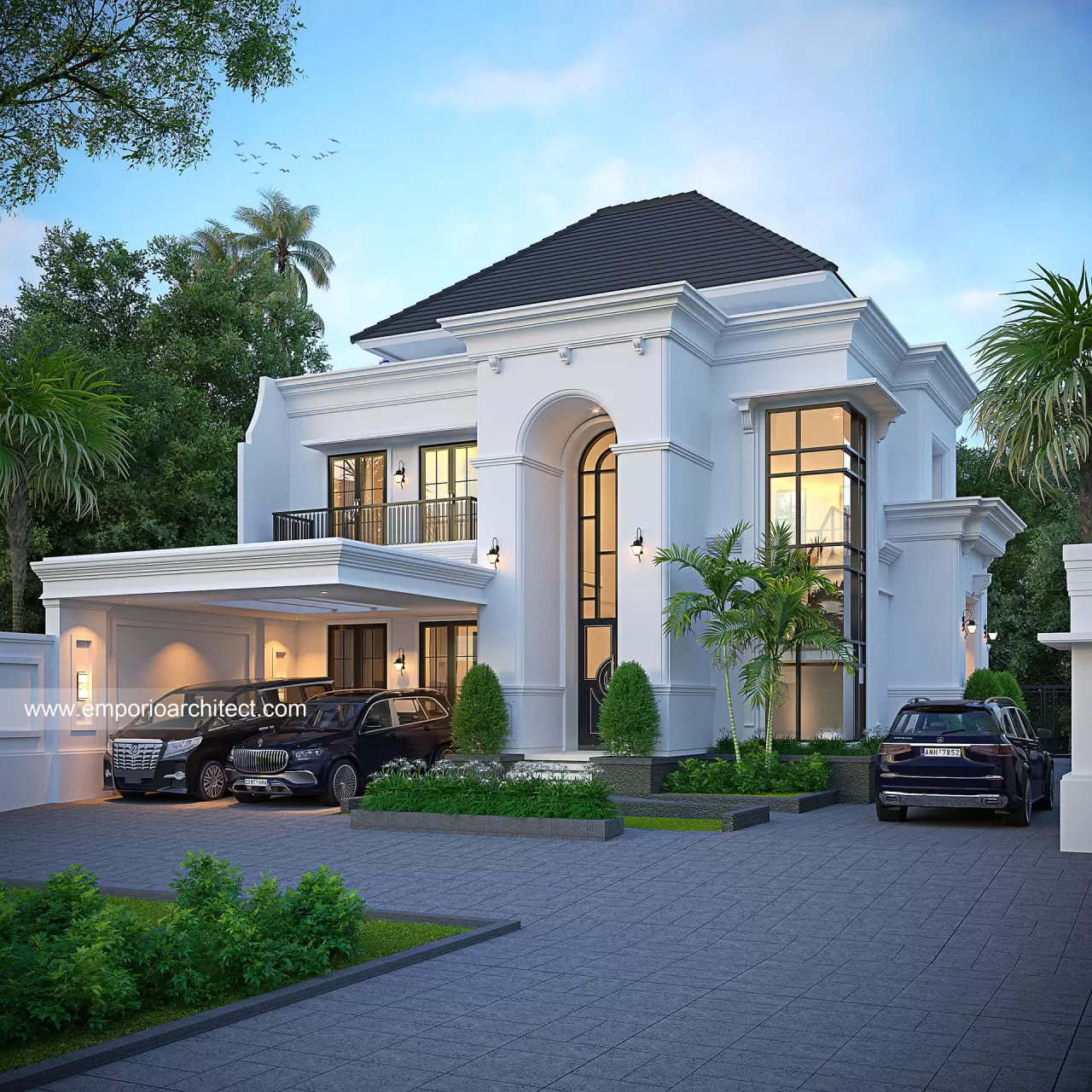 Desain Tampak Depan Rumah Klasik 2 Lantai Bapak RBY di Kediri, Jawa Timur 33250