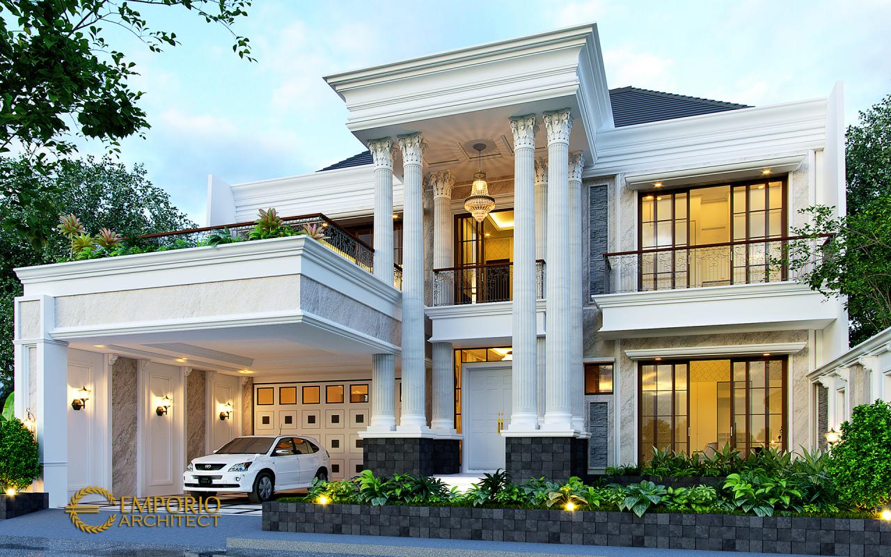 Desain Rumah Klasik 2 Lantai Ibu Sari di Makassar, Sulawesi Selatan - Tampak Depan 1