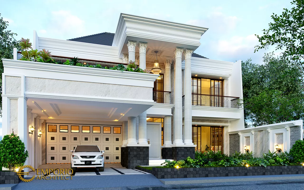 Desain Tampak Depan 2 Rumah Klasik 2 Lantai Ibu Sari di Makassar, Sulawesi Selatan 15730