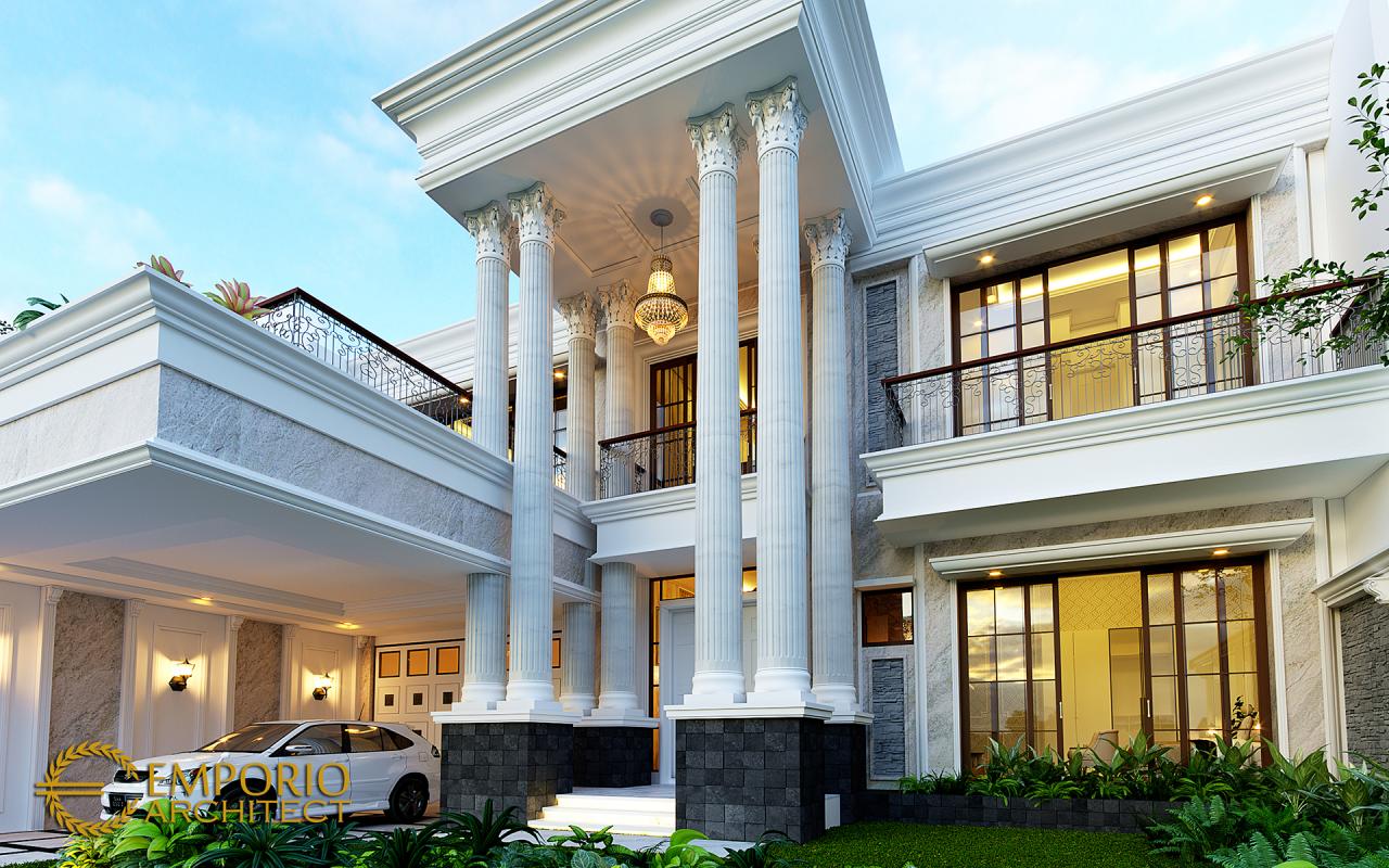 Desain Tampak Detail Depan Rumah Klasik 2 Lantai Ibu Sari di Makassar, Sulawesi Selatan 3