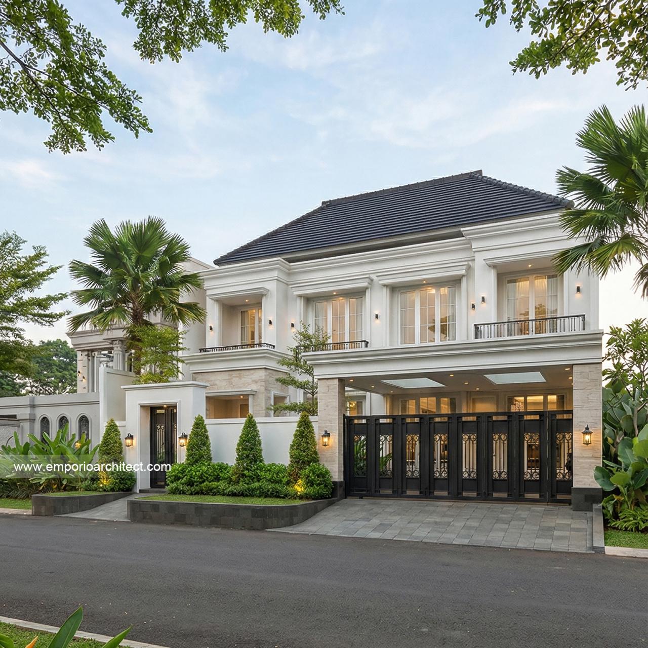 Gambar Desain Rumah Klasik 2 Lantai Ibu AT 2289 di  Jakarta Selatan